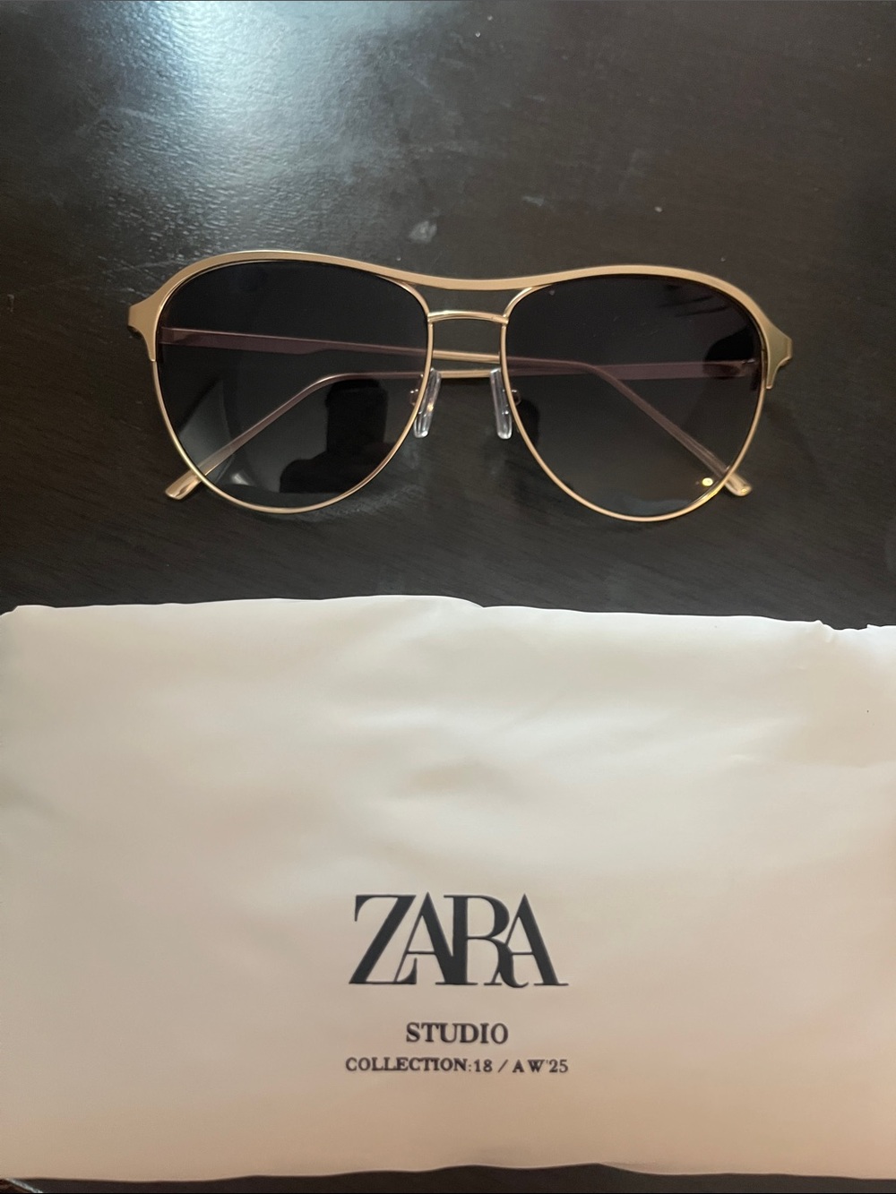 ZARA Gold Frame Sunglasses with Dark Lenses